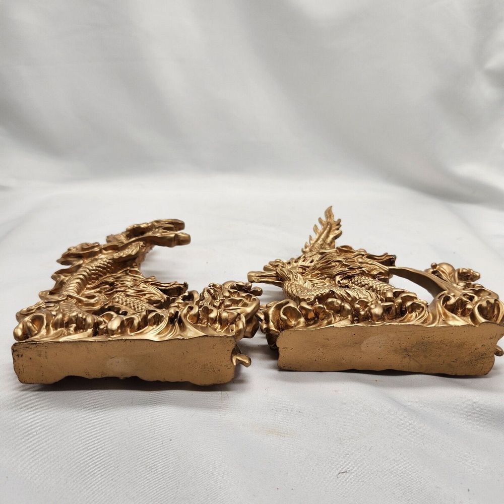 Pair of Feng Shui Chinese Dragon Statues Fgurines Decorations - Picture 11 of 13